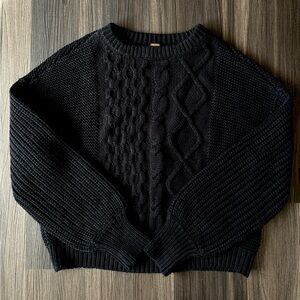 Free People Black Cable Knit Sweater